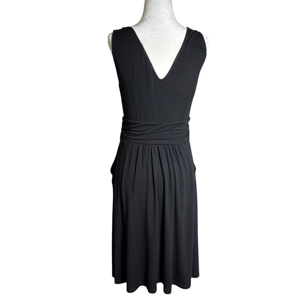 Boden Black Sleeveless Surplice Ruched Effie Jersey Midi Dress 8 Classic Casual